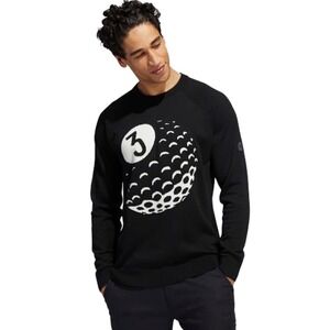 Adidas Adicross Golf Sweater Mens Medium Black Graphic Crewneck HF9121